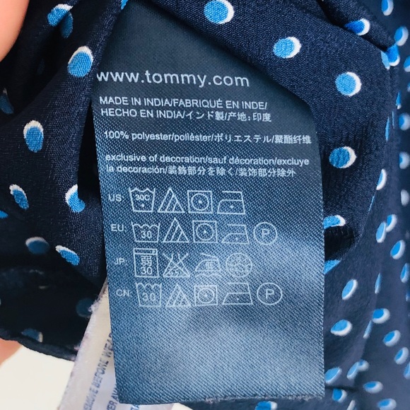 Tommy Hilfiger Short Sleeve Polka Dot Navy Top XL - Picture 7 of 8